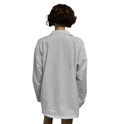 4mm Grid Quality Wonderful Washable Soft Comfortable White Color Polyester Anti-Static ESD Jacket For Factory Use